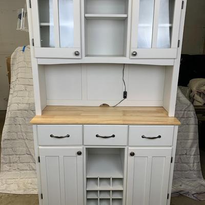 #16 White and Natural Buffet with Hutch 44". x 72.25" x17" (Two Pieces Not Drilled Together)