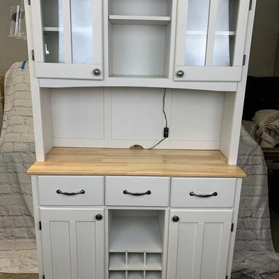 #16 White and Natural Buffet with Hutch 44". x 72.25" x17" (Two Pieces Not Drilled Together)