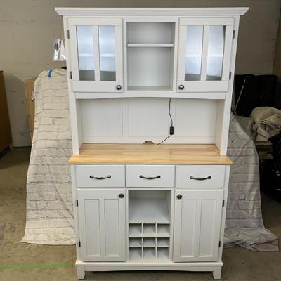 #16 White and Natural Buffet with Hutch 44". x 72.25" x17" (Two Pieces Not Drilled Together)