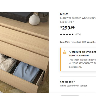 #21 IKEA Malm Six Drawer Dresser  63" x 19" x 30.5"