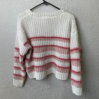 #24 Pink/White Fuzzy Sweater Size Medium