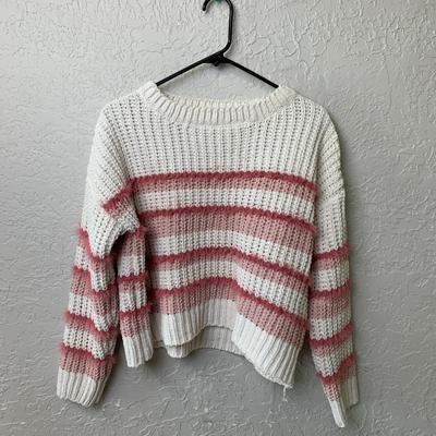 #24 Pink/White Fuzzy Sweater Size Medium