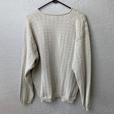 #25 Men's Murano XXL White Cotton Sweater (Appears to Fit More Closely to a Large)