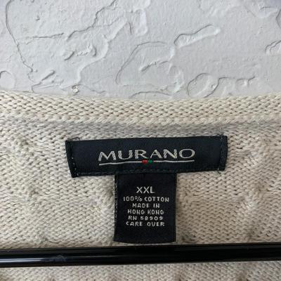 #25 Men's Murano XXL White Cotton Sweater (Appears to Fit More Closely to a Large)