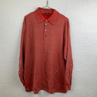 #30 Ermenegildo Zegna XL Red Quarter Button Sweater