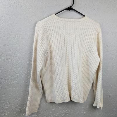 #49 Marsh Landing White Cotton Sweater Women's Large