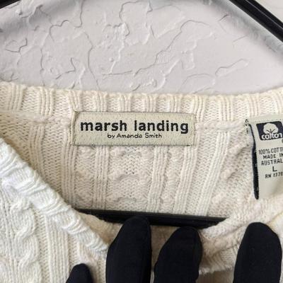 #49 Marsh Landing White Cotton Sweater Women's Large