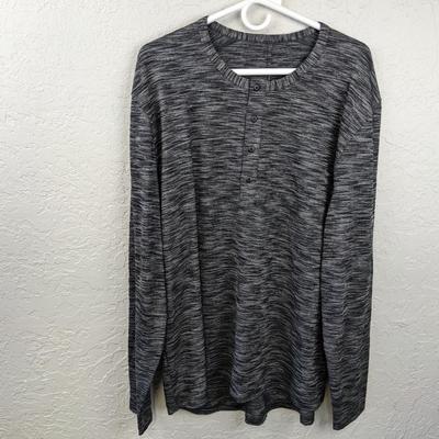 #53 Gray/Black Quarter Button Long Sleeve Shirt XXL