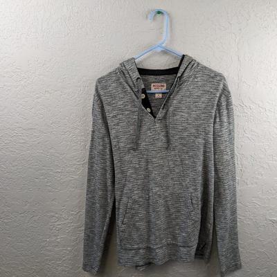 #93 Men's Size Medium Black/White 1/4 Button Long Sleeve Shirt