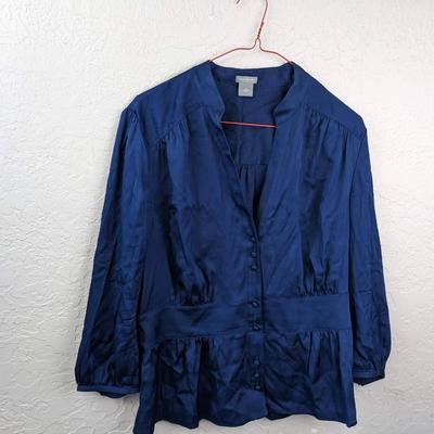 #124 Ann Taylor Blue Blouse Size 12