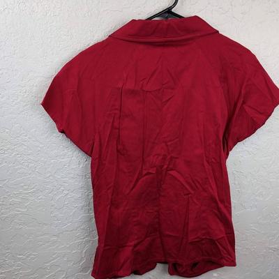 #125 Ann Taylor Red Shortsleeve Blouse Size 12