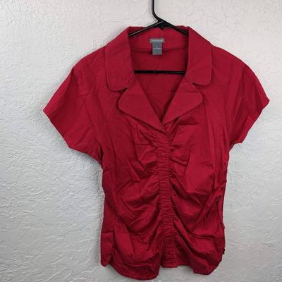 #125 Ann Taylor Red Shortsleeve Blouse Size 12