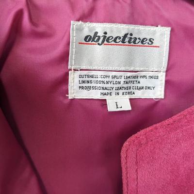 #132 Pink Leather Jacket Large