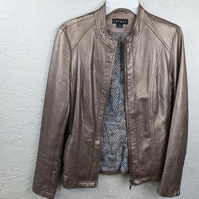 #133 Gold Tribal Pleather Jacket Size 6