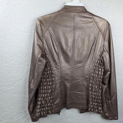 #133 Gold Tribal Pleather Jacket Size 6