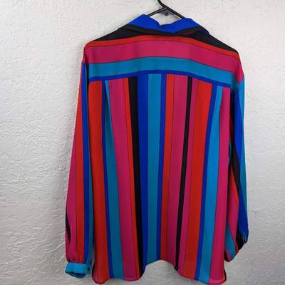 #141 Russ Size 12 Colorful Polyester Button Down Shirt