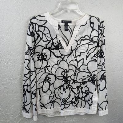 #143 Black/White Flower Shirt International Concepts Size 6 