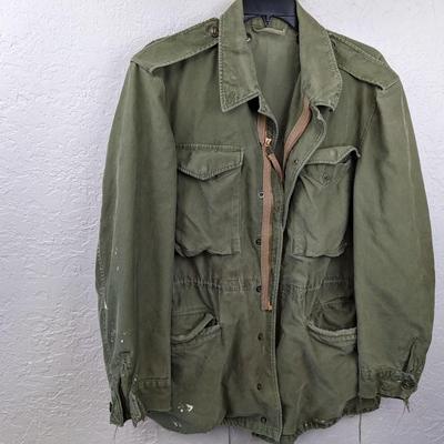 #145 Army Green Jacket With Paint