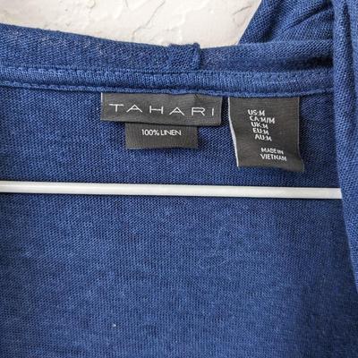 #146 Tahari Blue Medium Linen Cardigan