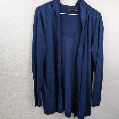 #146 Tahari Blue Medium Linen Cardigan