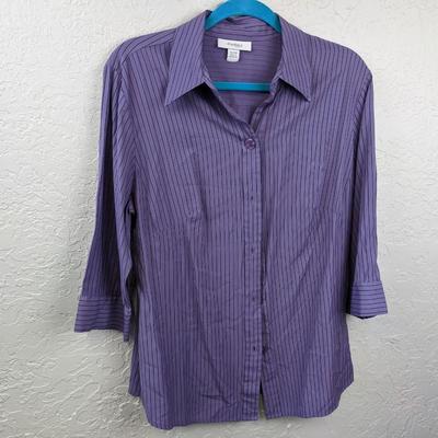 #163 Dressbarn 14/16 Purple Striped Shirt