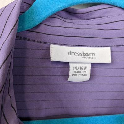 #163 Dressbarn 14/16 Purple Striped Shirt