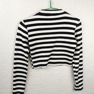 #186 Black/White Striped Small Cropped Sweater