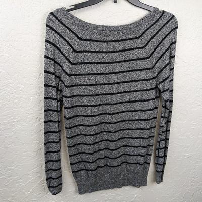 #204 Gray/Black Striped Medium Sweater