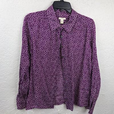 #224 J.Crew Size 8 Purple Polka Dot Button Up