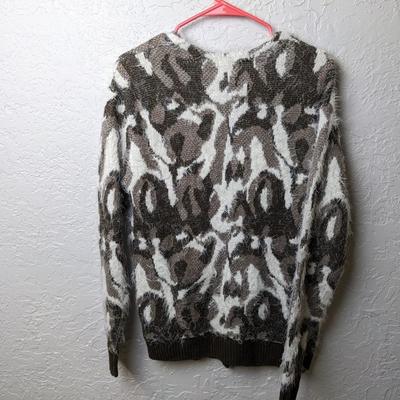 #234 Brown/White Fuzzy Cardigan Size Small