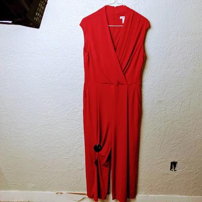 #249 London Times Size 10 Red Jumpsuit