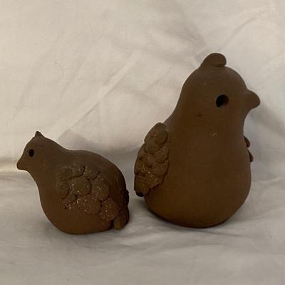 Vintage Signed Margaret Hudson Earth Arts Studio Quail Clay Sculptures