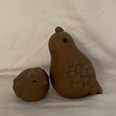 Vintage Signed Margaret Hudson Earth Arts Studio Quail Clay Sculptures