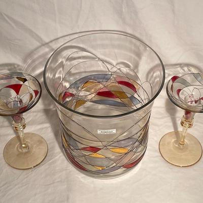 Vintage Handmade Glass Crystal Romania Vase and Candleholders
