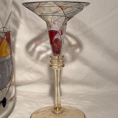 Vintage Handmade Glass Crystal Romania Vase and Candleholders