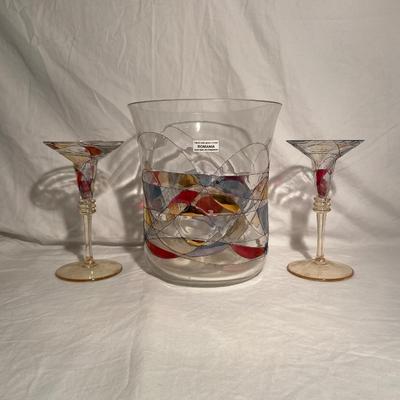 Vintage Handmade Glass Crystal Romania Vase and Candleholders