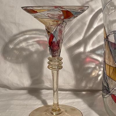 Vintage Handmade Glass Crystal Romania Vase and Candleholders