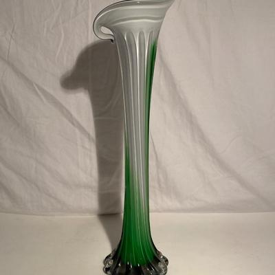 Two Hand-Made Blown Glass Floral Vases