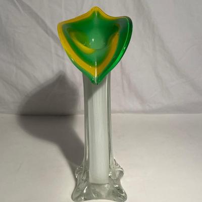 Two Hand-Made Blown Glass Floral Vases
