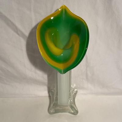 Two Hand-Made Blown Glass Floral Vases