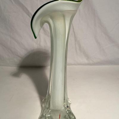 Two Hand-Made Blown Glass Floral Vases