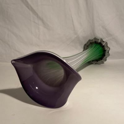 Two Hand-Made Blown Glass Floral Vases