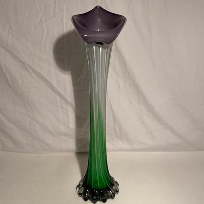 Two Hand-Made Blown Glass Floral Vases