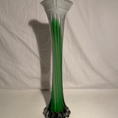 Two Hand-Made Blown Glass Floral Vases