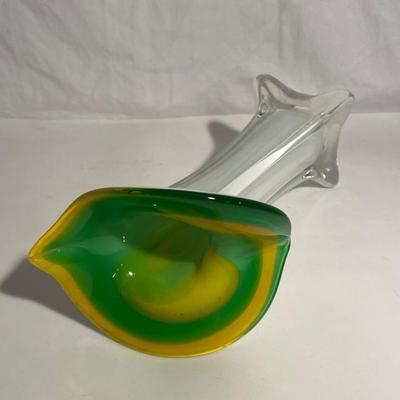 Two Hand-Made Blown Glass Floral Vases