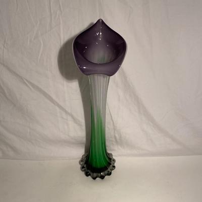 Two Hand-Made Blown Glass Floral Vases