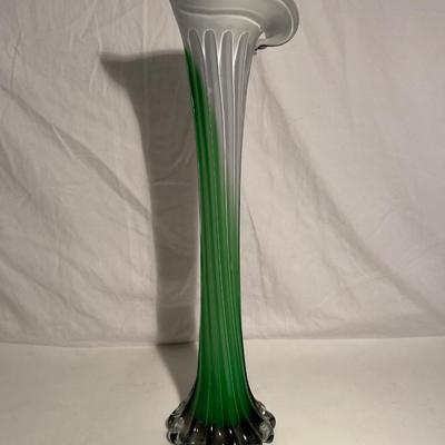 Two Hand-Made Blown Glass Floral Vases