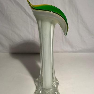 Two Hand-Made Blown Glass Floral Vases