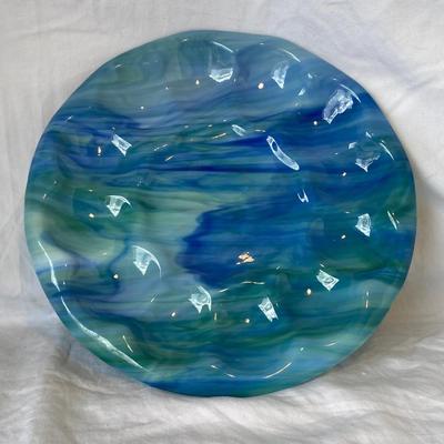 Hand-Made Blue Green Deviled Egg Tray Platter
