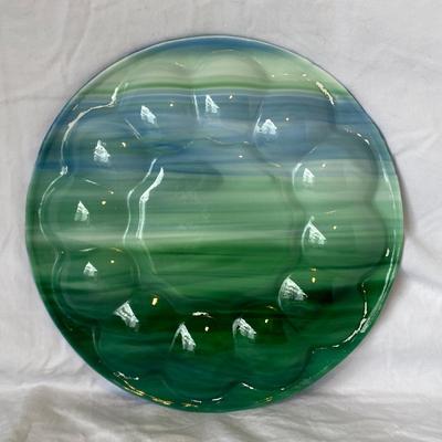 Hand-Made Blue Green Deviled Egg Tray Platter